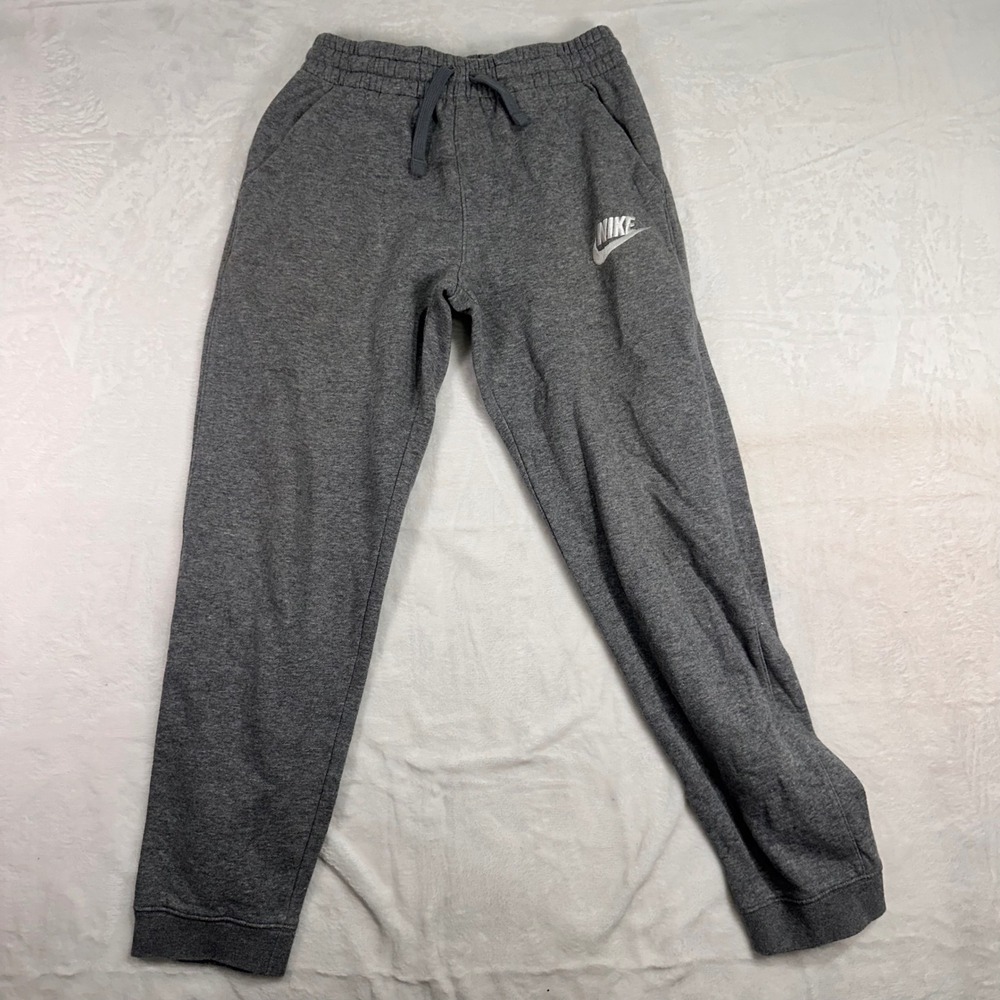 Nike Sportswear Club Fleece Sweatpants Large Gray Drawstring Kids Joggers